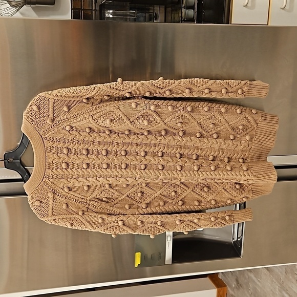 💕ARITZIA WILFRED💕 Alps Cardigan ~ Pom Pom Cable Knit Antique Beige Small - Picture 10 of 16